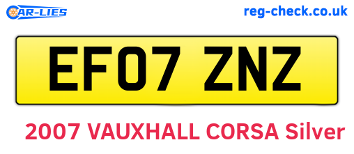 EF07ZNZ are the vehicle registration plates.