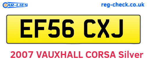 EF56CXJ are the vehicle registration plates.