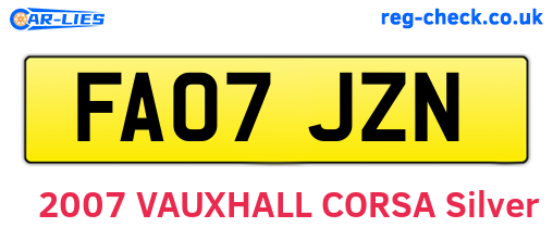 FA07JZN are the vehicle registration plates.