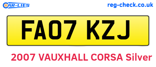 FA07KZJ are the vehicle registration plates.