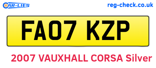 FA07KZP are the vehicle registration plates.