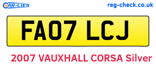 FA07LCJ are the vehicle registration plates.