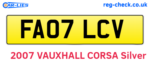 FA07LCV are the vehicle registration plates.
