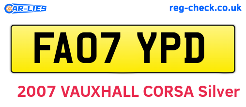 FA07YPD are the vehicle registration plates.