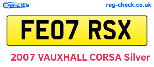 FE07RSX are the vehicle registration plates.