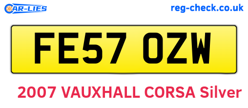 FE57OZW are the vehicle registration plates.