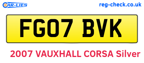 FG07BVK are the vehicle registration plates.