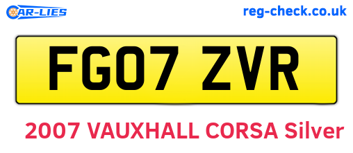 FG07ZVR are the vehicle registration plates.