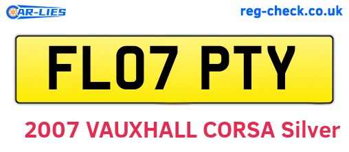 FL07PTY are the vehicle registration plates.