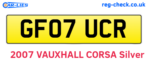 GF07UCR are the vehicle registration plates.