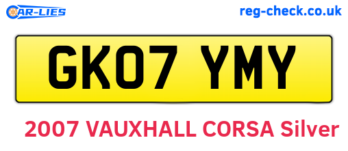 GK07YMY are the vehicle registration plates.