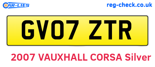 GV07ZTR are the vehicle registration plates.