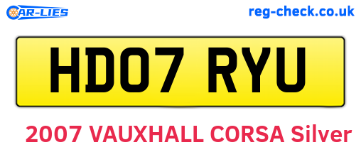 HD07RYU are the vehicle registration plates.