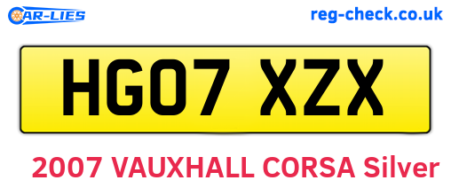 HG07XZX are the vehicle registration plates.