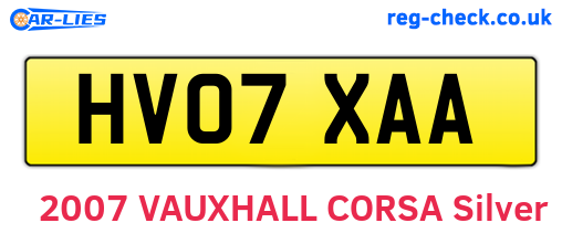 HV07XAA are the vehicle registration plates.