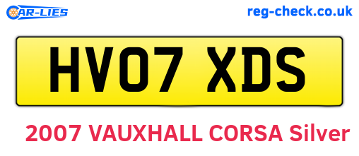 HV07XDS are the vehicle registration plates.