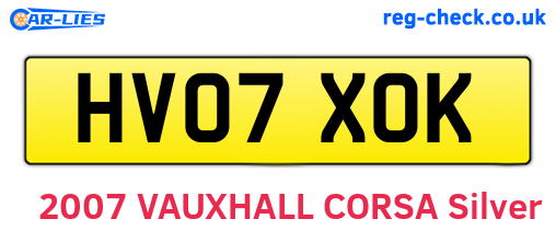 HV07XOK are the vehicle registration plates.