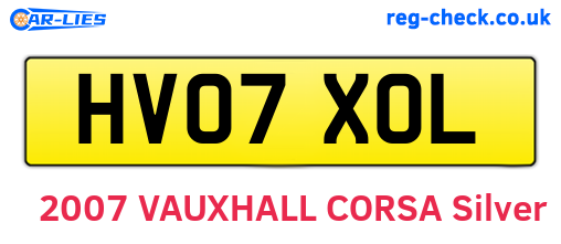 HV07XOL are the vehicle registration plates.