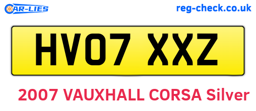 HV07XXZ are the vehicle registration plates.