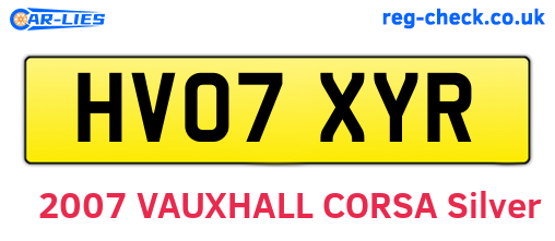HV07XYR are the vehicle registration plates.