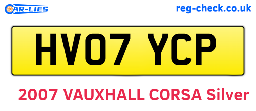 HV07YCP are the vehicle registration plates.