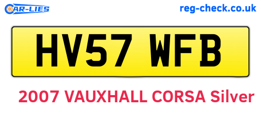 HV57WFB are the vehicle registration plates.