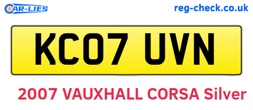 KC07UVN are the vehicle registration plates.