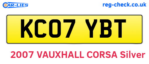 KC07YBT are the vehicle registration plates.
