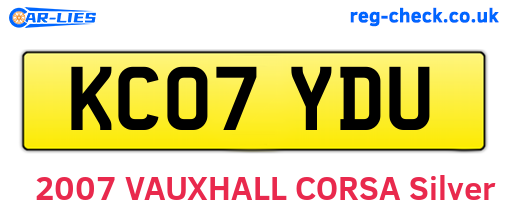 KC07YDU are the vehicle registration plates.