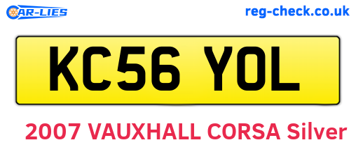 KC56YOL are the vehicle registration plates.