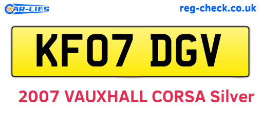 KF07DGV are the vehicle registration plates.