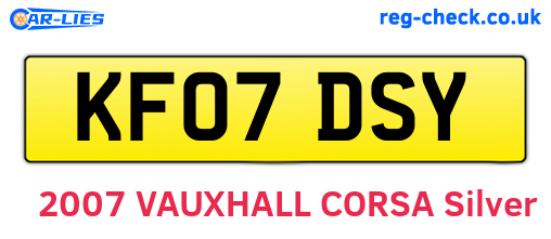 KF07DSY are the vehicle registration plates.
