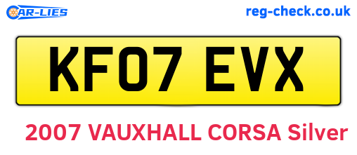 KF07EVX are the vehicle registration plates.