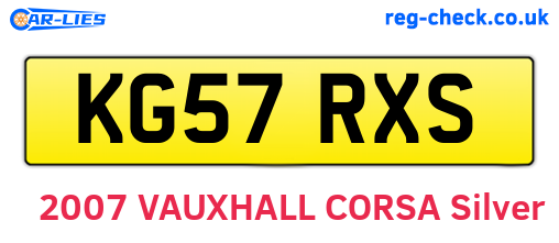 KG57RXS are the vehicle registration plates.