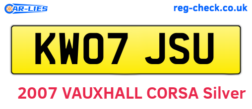 KW07JSU are the vehicle registration plates.