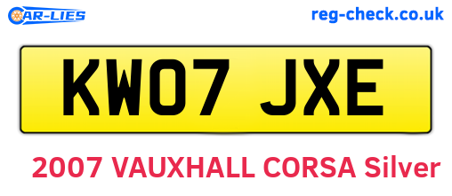 KW07JXE are the vehicle registration plates.