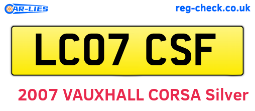 LC07CSF are the vehicle registration plates.
