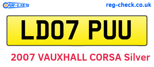 LD07PUU are the vehicle registration plates.