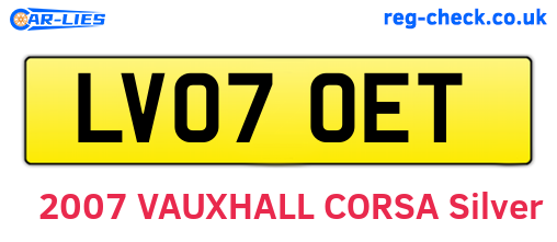 LV07OET are the vehicle registration plates.
