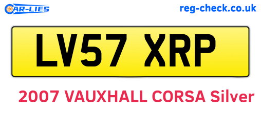 LV57XRP are the vehicle registration plates.