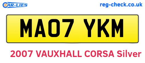 MA07YKM are the vehicle registration plates.