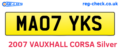MA07YKS are the vehicle registration plates.