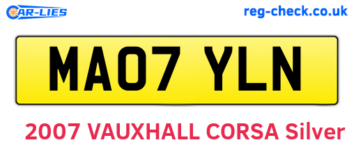 MA07YLN are the vehicle registration plates.