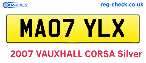 MA07YLX are the vehicle registration plates.