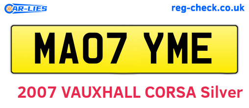 MA07YME are the vehicle registration plates.