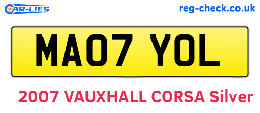 MA07YOL are the vehicle registration plates.