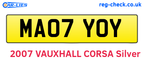 MA07YOY are the vehicle registration plates.