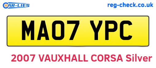 MA07YPC are the vehicle registration plates.