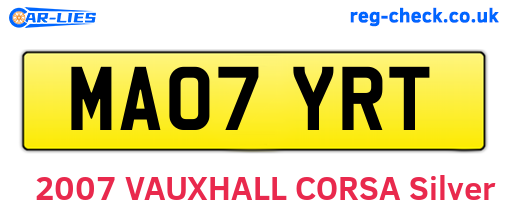 MA07YRT are the vehicle registration plates.