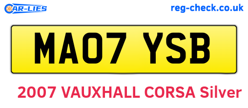 MA07YSB are the vehicle registration plates.